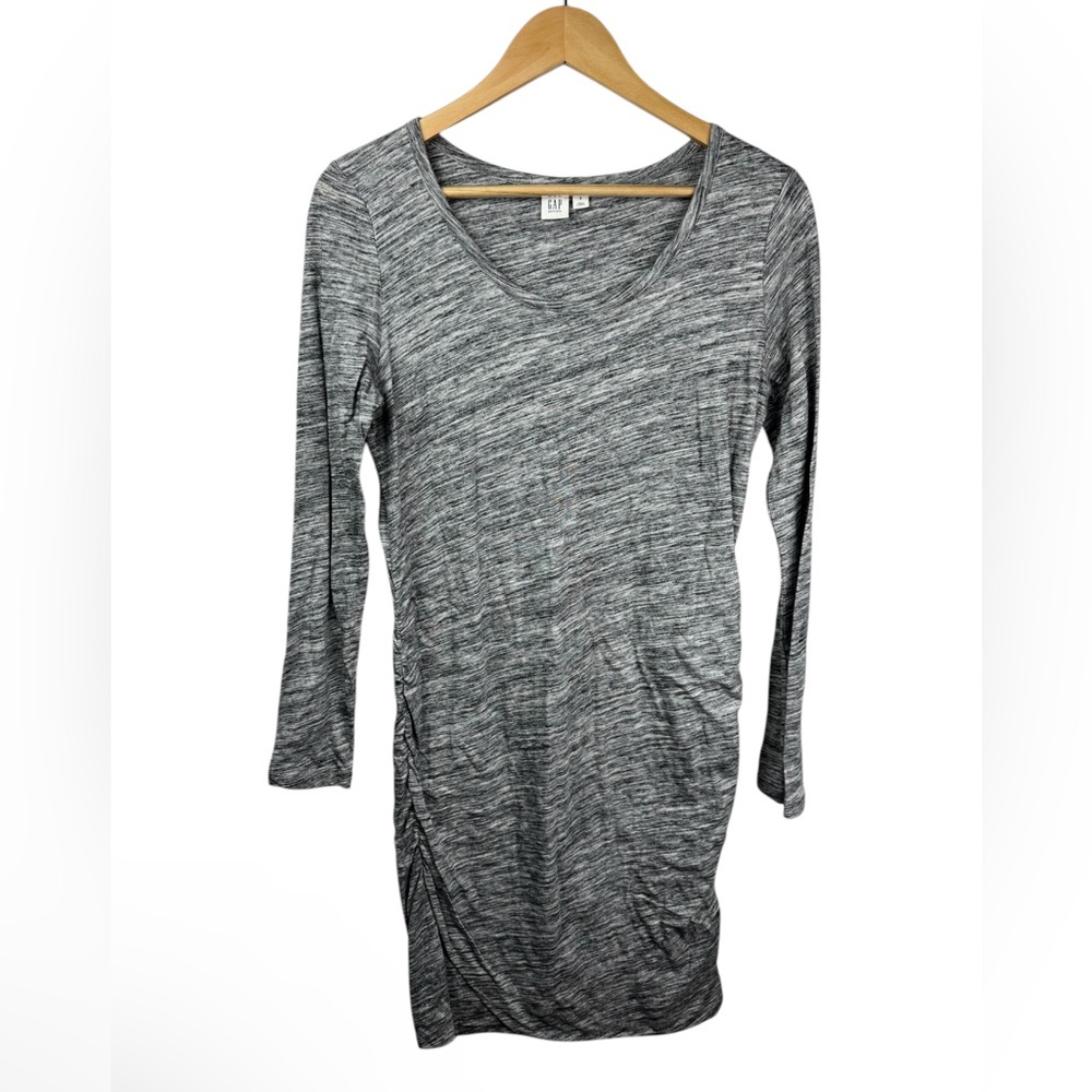 Gap long sleeve Scoop Neck maternity dress Heather gray Ruched cotton modal Sz S